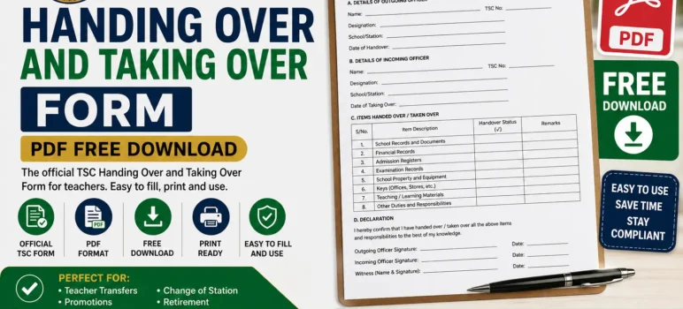 TSC Handing Over and Taking Over Form PDF Free Download